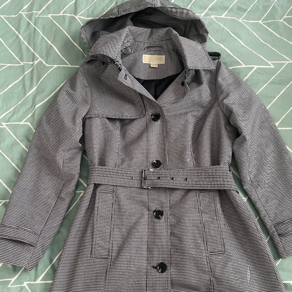 Michael Kors Houndstooth Rain Trench (L)